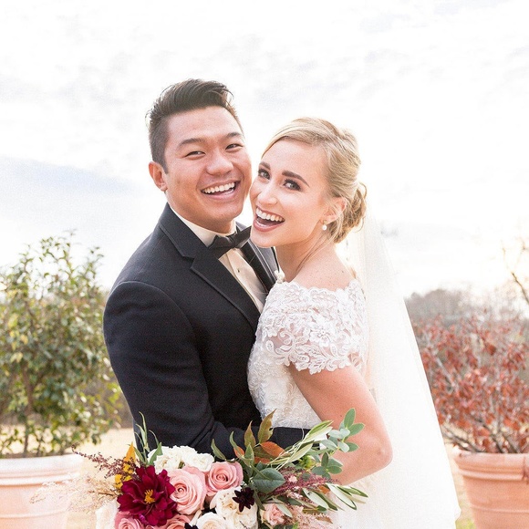 New Drop Wedding Veil with Blusher English Net - Picture 5 of 6